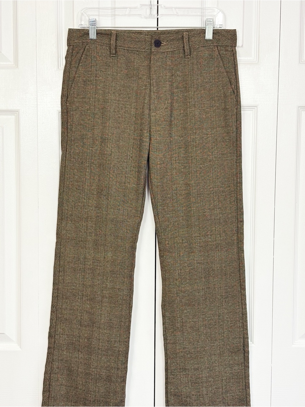 PacSun Preppy Brown & Red Plaid Check Print Bootcut Trouser Pants 30x30